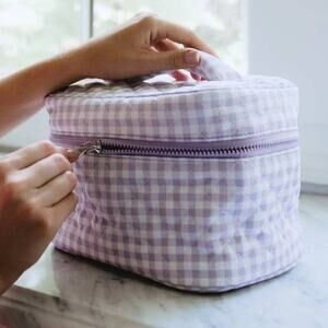 Light Purple Plaid Makeup Bag – Organized Travel Cosmetic Case